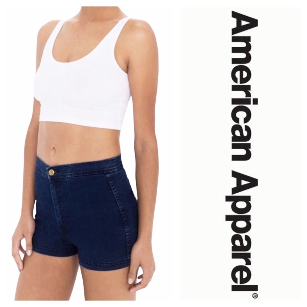 American Apparel High Waisted Denim Shorts (M)
